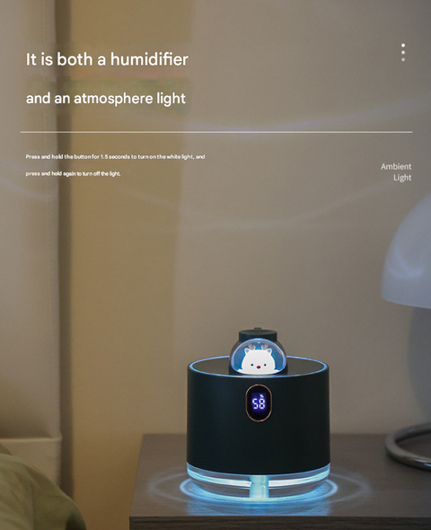 White Astronaut Humidifier with LED Night Light - Whisper Quiet for Bedroom
