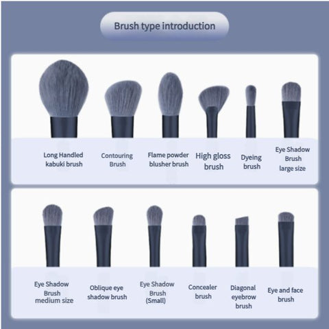 Brown Professional 12 Piece Makeup Brush Kit - Soft Synthetic Brushes for Face & Eyes