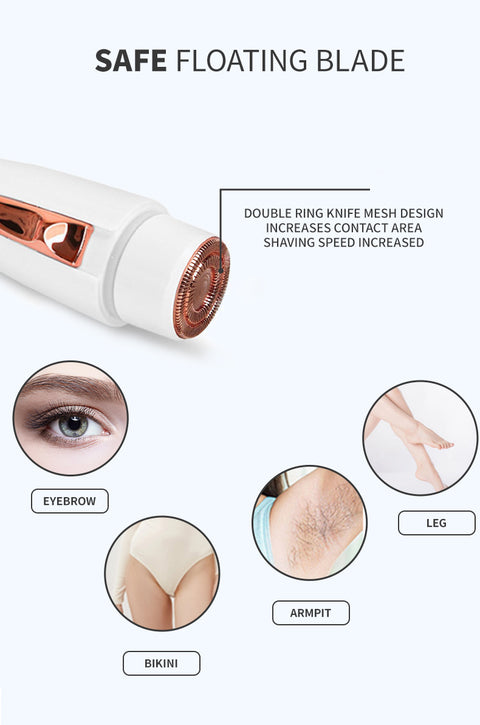 White Electric Shaver for Women - Painless Hair Remover with USB Charging
