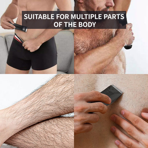 Dual Blades Men's Body Hair Scissors - USB Rechargeable, Waterproof with LED Light