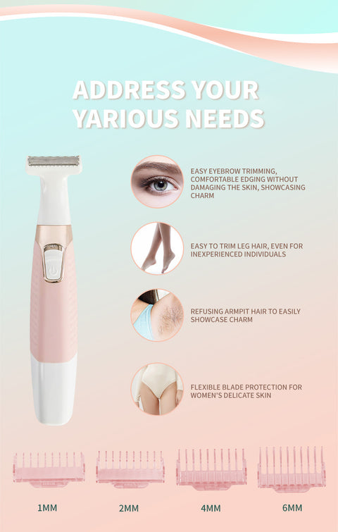 Orange Electric Shaver for Women - USB Rechargeable, Painless Hair Removal