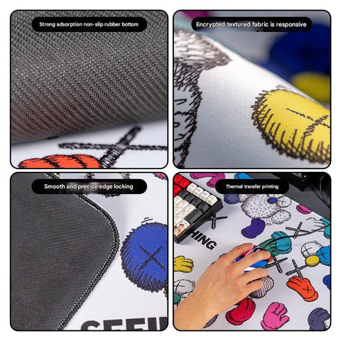 Extended Gaming Mousepad (90x40x0.4cm) - Big Beard Uncle Design, Stitched Edges - Style 2