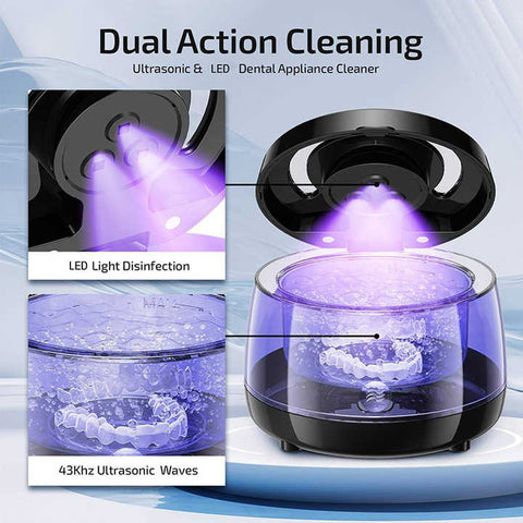 White Ultrasonic Cleaner with UV Light for Dentures, Aligners & Jewelry