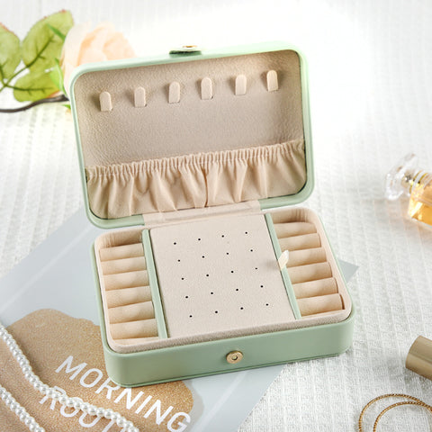Pink Elegant Quilted PU Leather Jewelry Box - Portable Organizer for Travel & Home