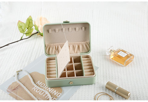 Pink Elegant Quilted PU Leather Jewelry Box - Portable Organizer for Travel & Home