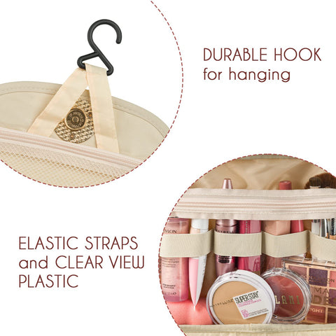 Black Stylish Travel Makeup Organizer Bag with Hanging Hook - Waterproof & Spacious Design