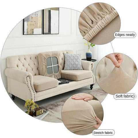 2 Pcs Grey Elegant Polyester Sofa Cover - Full Protection Against Cat Scratches & Wear