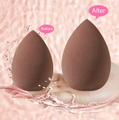3 * Brown 20 Sets Makeup Sponge Set - Flannel Headband, Crystal Velvet Puffs, Non-Latex Beauty Blenders for Flawless Application