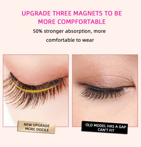 Style 1 Black Magnetic False Eyelashes Kit - 3 Pairs with Applicator Clip and Mirror Case