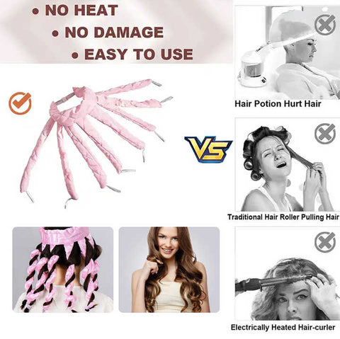 Black Heatless Octopus Hair Curlers 2-Pack - 50cm Soft Fabric Curling Rods for Effortless, Damage-Free Curls