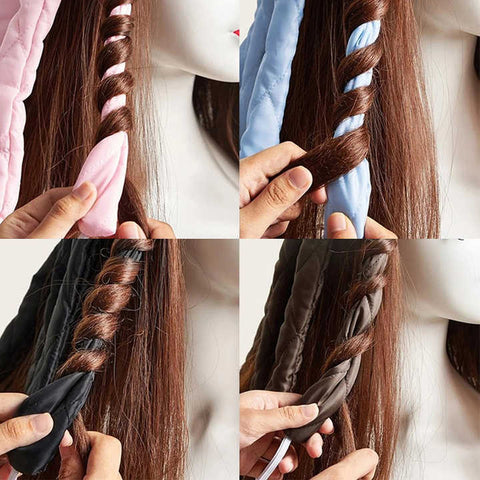 Black Heatless Octopus Hair Curlers 2-Pack - 50cm Soft Fabric Curling Rods for Effortless, Damage-Free Curls
