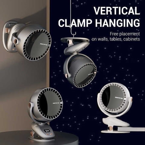 White Portable Bladeless Clip Fan with USB Charging - 180-Degree Oscillating, Lightweight, and Quiet for Desk, Camping, and Outdoor Use