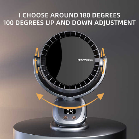 Black Portable Bladeless Clip Fan with USB Charging - 180-Degree Oscillating, Lightweight, and Quiet for Desk, Camping, and Outdoor Use