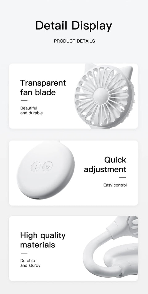 2 Pcs Blue Portable USB Mini Fan with Suction Cup - 360-Degree Adjustable Foldable Desktop Fan with 3 Speed Settings