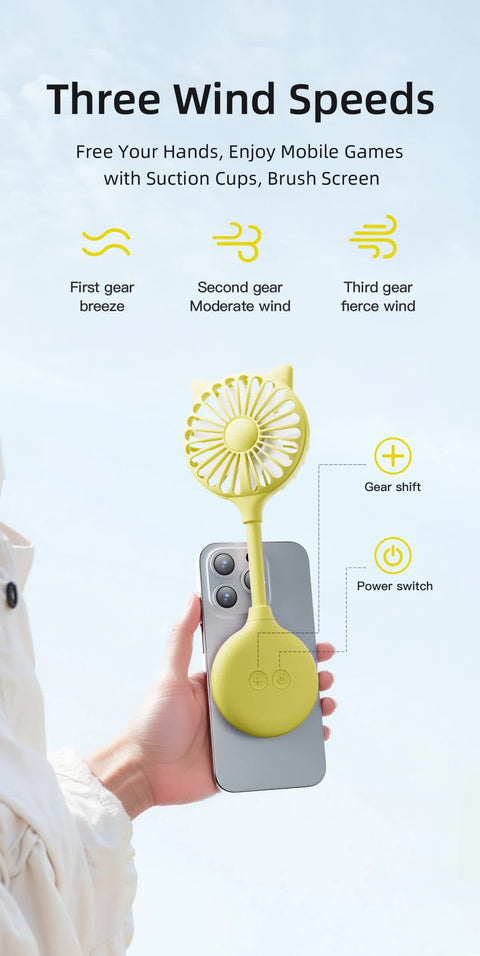 2 Pcs White Portable USB Mini Fan with Suction Cup - 360-Degree Adjustable Foldable Desktop Fan with 3 Speed Settings