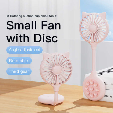2 Pcs Yellow Portable USB Mini Fan with Suction Cup - 360-Degree Adjustable Foldable Desktop Fan with 3 Speed Settings