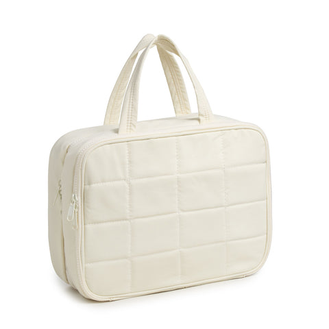 Size M Pink Quilted Hanging Toiletry Bag with Jewelry Organizer - Travel Cosmetic Case(28*12*20)