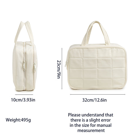 Size L Pink Quilted Hanging Toiletry Bag with Jewelry Organizer - Travel Cosmetic Case(31*12*23)