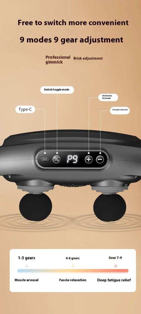 Dark Grey Advanced 6-Head Percussion Massager with Heat - Rechargeable Deep Tissue Muscle Relief Gun