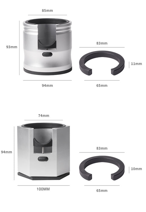 Dark Grey Diamond Professional Aluminum Espresso Tamping Station - Adjustable Portafilter Holder Stand