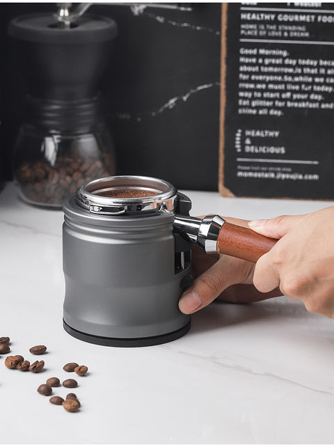 Dark Grey Diamond Professional Aluminum Espresso Tamping Station - Adjustable Portafilter Holder Stand