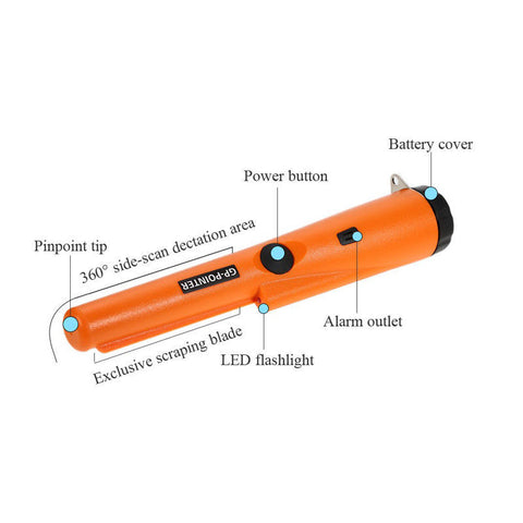 Red High-Sensitivity Metal Detector Pinpointer - GP Pointer with Vibration and Audio Alert for Treasure Hunting