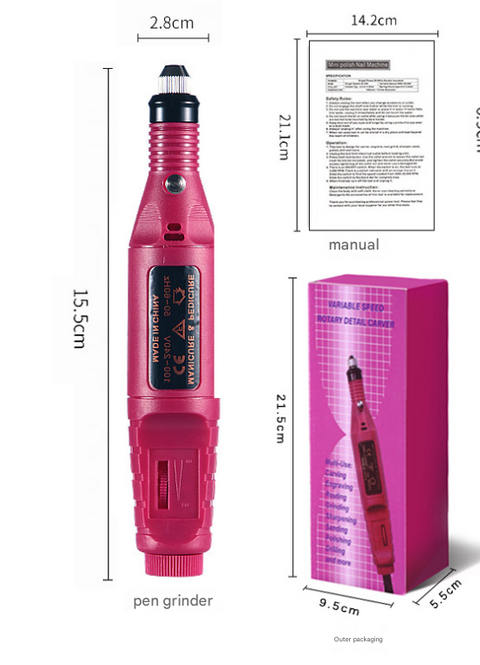 Regular Set With Wool Grinding Needle + Sanding Ring Portable Electric Nail Drill Kit - USB Manicure Pedicure Polishing & Shaping Tool Set
