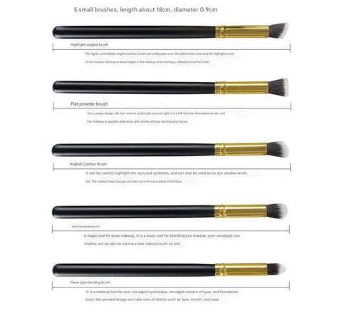 10-Piece White gold Makeup Brush Set - Large and Small Brushes for Professional Beauty Application