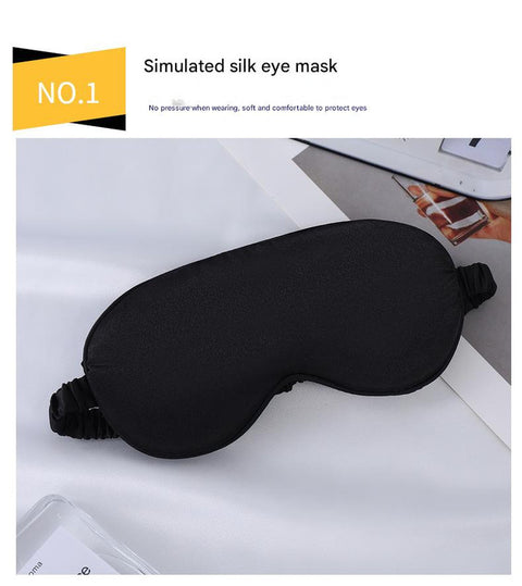 Luxury Satin Sleep Mask Gift Set,4-Piece with Pillowcase and Hair Accessories(Black)