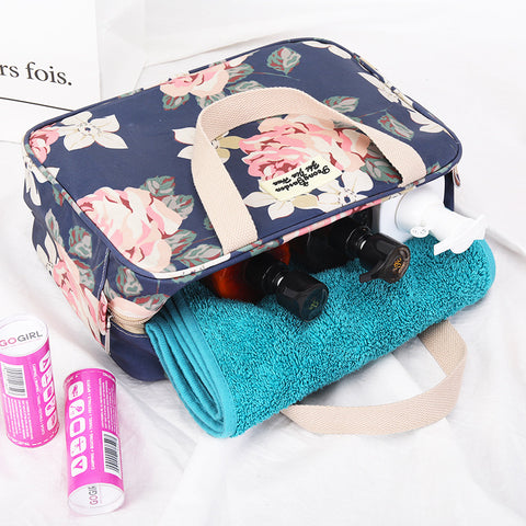 Versatile Portable Handled Bag - Durable Waterproof Fabric, Ideal for Toiletries, Lunch & Travel(Rose)