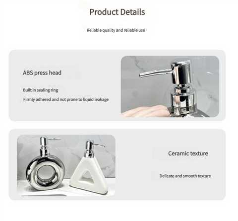 Modern Ceramic Soap & Lotion Dispenser - Unique Geometric Designs, 300ml Capacity(Triangular lotion bottle, milky white)