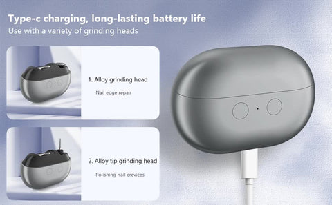 White Multi-Function Electric Nail File - Built-in Storage Space, LED Light, Quiet Operation