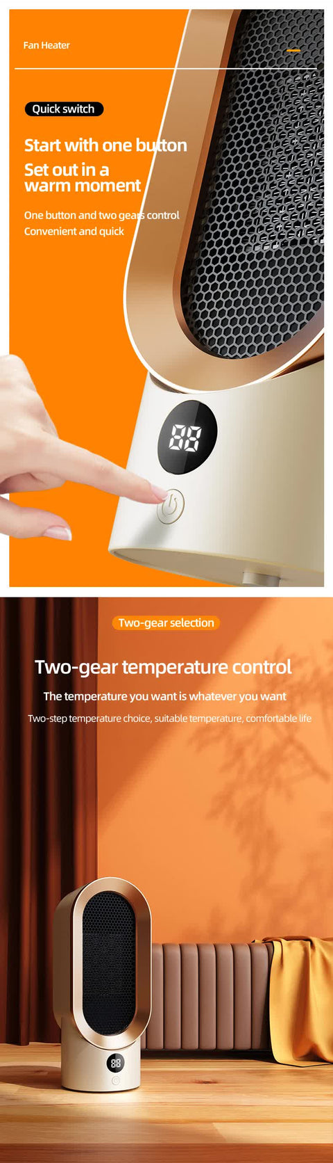 Stay Warm: Portable Electric Ceramic Heater - Quiet, Safe & Efficient for Small Spaces