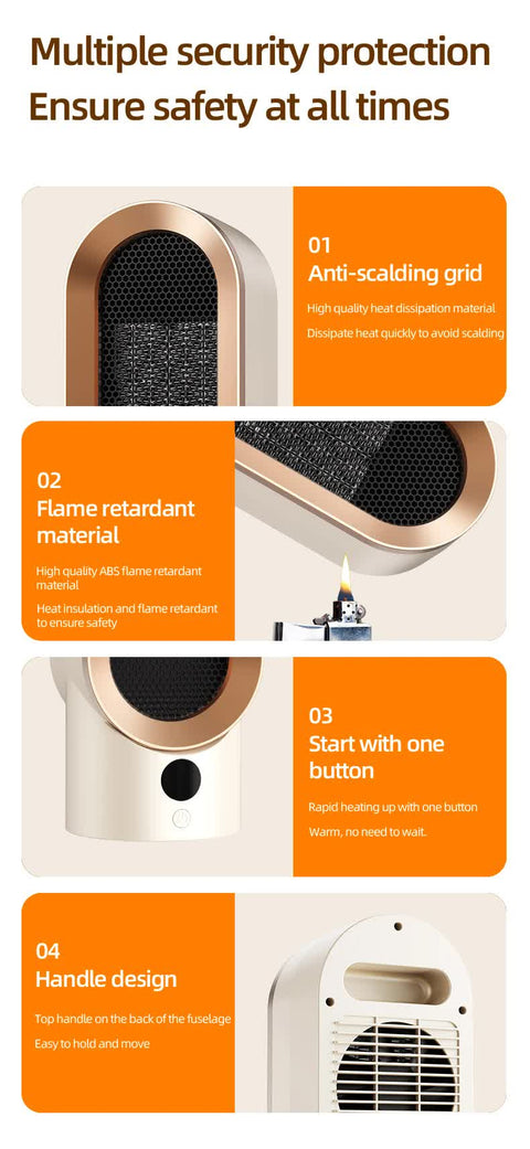 Stay Warm: Portable Electric Ceramic Heater - Quiet, Safe & Efficient for Small Spaces