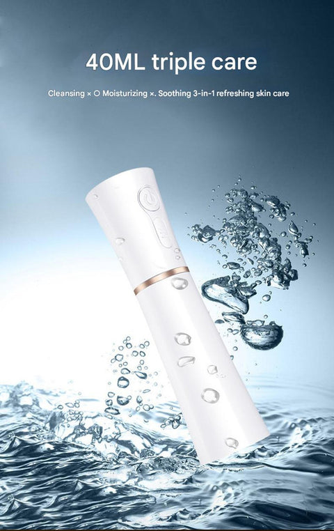 Red 2 in 1 Cool Mist Humidifier and Facial Moisturizer - USB Rechargeable Portable Nano Sprayer