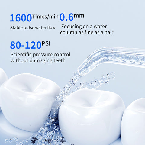 Portable Electric Oral Irrigator with 4 Nozzles 3 Pressure Modes - Blue