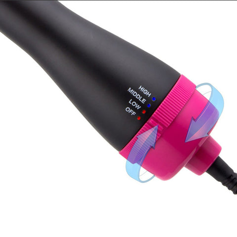 Red 3-in-1 Hot Air Brush Hair Dryer & Styler - Volumizer, Straightener, Curler