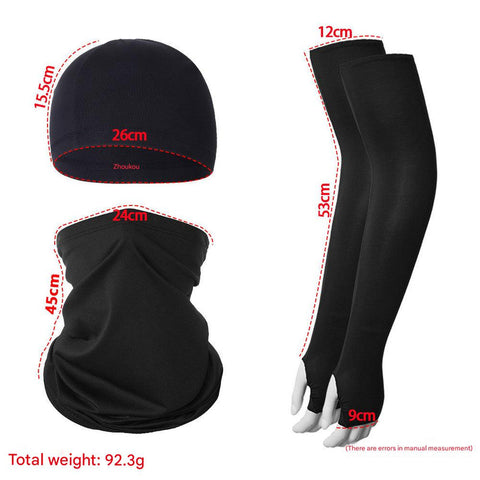 2 Sets Dark Grey Cooling UV Protection Set - 2 Skull Cap, 2 Neck Gaiter & 4 Arm Sleeves for Outdoor Sports