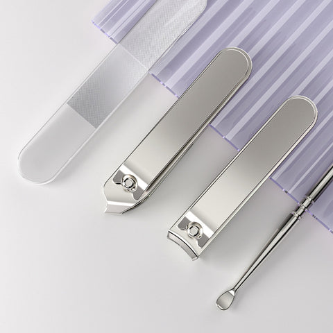2 Sets Purple Portable 4-Piece Manicure Set - Compact Nail Grooming Kit with Stainless Steel Clippers, File & Stylish Case