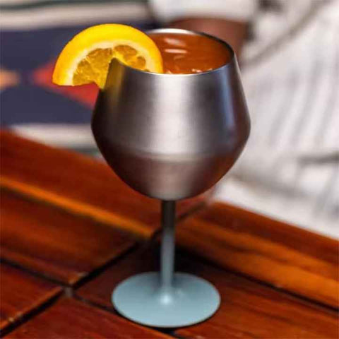 2 Pcs Purple Detachable Stainless Steel Wine Glass - 14oz (420ml) Portable Stemmed Goblet for Outdoors & Travel