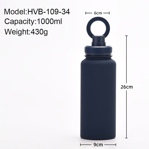 Light Green 1L Stainless Steel Water Bottle with Magnetic Phone Holder Lid - Portable Hydration & Hands-Free Stand