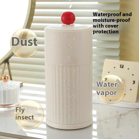 Black Automatic Lifting Makeup Brush Holder - Dustproof Desktop Organizer with Lid & Compartments
