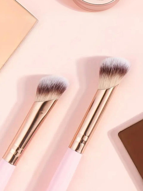 Black and Glod Versatile 4pc Dual-Ended Makeup Brush Set - Soft Synthetic Bristles for Foundation Blush Contour Concealer