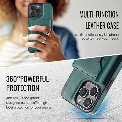 Coffee Premium MagSafe Wallet Case for iPhone 16 Pro - Detachable PU Leather Magnetic Card Holder