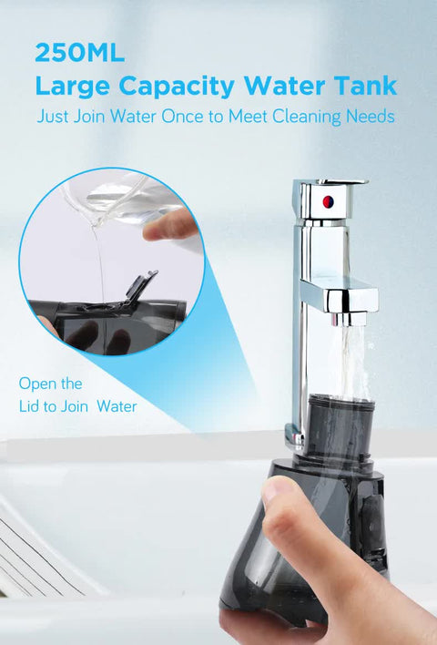 White Advanced Portable Water Flosser - Rechargeable Oral Irrigator, IPX7 Waterproof, 4 Cleaning Modes for Deep Dental Care