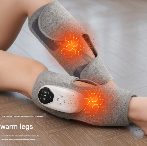 Two-piece Pink Portable Leg Air Pressure Massager with Constant Heat - Slimming and Relaxation