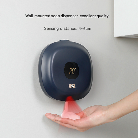 White Wall-Mounted No-Drill Automatic Foam Soap Dispenser - Infrared Sensor for Bathroom, 145x145x48mm