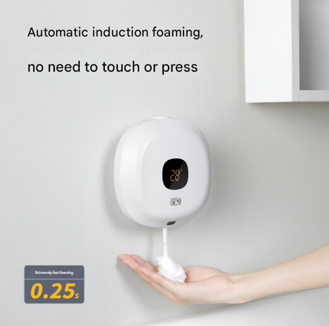 Dark Blue Wall-Mounted No-Drill Automatic Foam Soap Dispenser - Infrared Sensor for Bathroom, 145x145x48mm