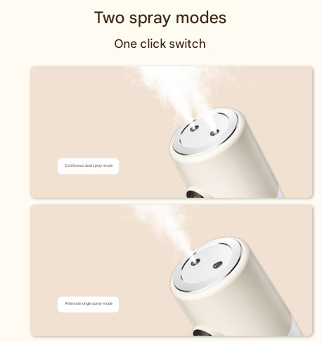 Beige ortable Desktop Dual-Spray Humidifier with Air Purification for Office and Bedroom