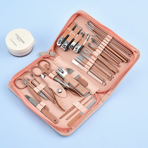 30-Piece Professional Manicure & Pedicure Set,Stainless Steel Grooming Kit(purple)